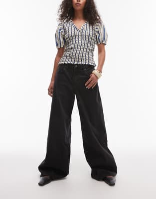 Mango - Annie - Jeans in Schwarz mit sehr weitem Bein