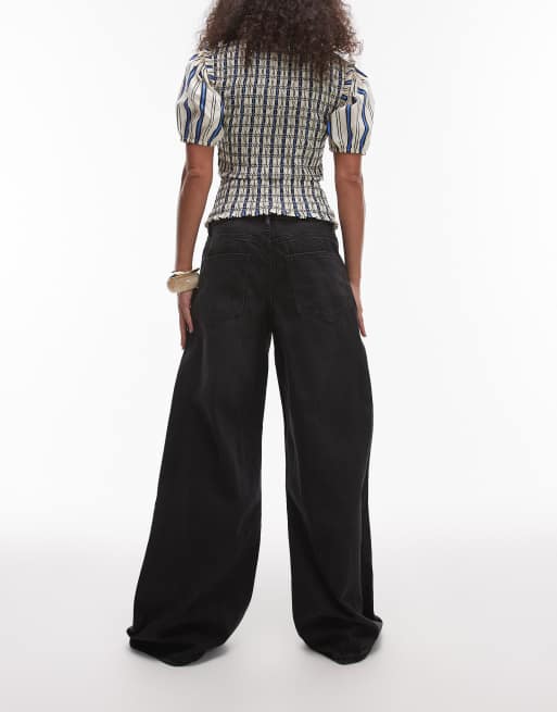 Mango super wide leg jeans in black