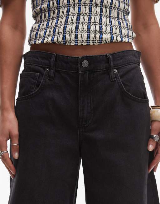 Mango super wide leg jeans in black