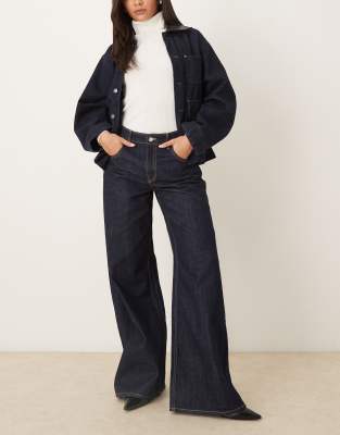 Mango - Annie - Weite Jeans aus 100% Baumwolle in Indigo-Blau