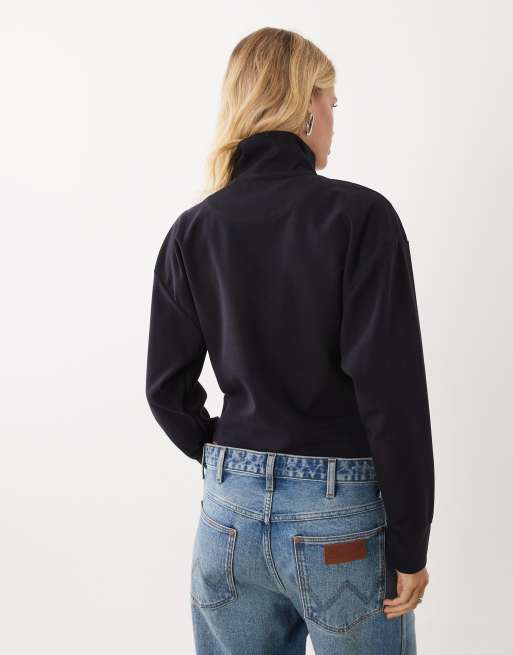 Mango Arka quarter zip knitted jumper co-ord in navy, 4 of 4