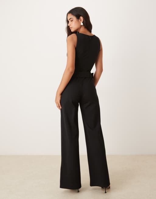 Mango – Ärmelloser Jumpsuit in Schwarz mit Gürtel, 3 von 4
