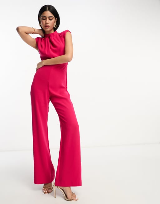 Mango – Ärmelloser Jumpsuit mit Stehkragen in Pink | ASOS