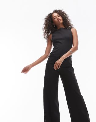 Mango - Ärmelloser Stretch-Jumpsuit in Schwarz