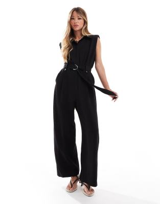 Mango - Ärmelloser Utility-Jumpsuit in Schwarz