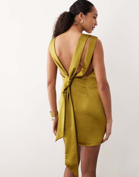 Mango – Ärmelloses, gerafftes Minikleid in Gelb - view 1