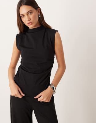 Mango - Ärmelloses, hochgeschlossenes Oberteil in Schwarz, Kombiteil