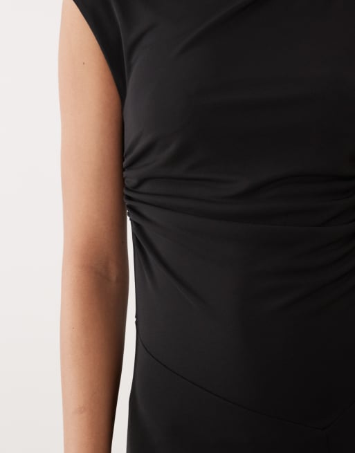 Mango – Ärmelloses Maxikleid in Schwarz mit asymmetrischem Saum, 4 von 4