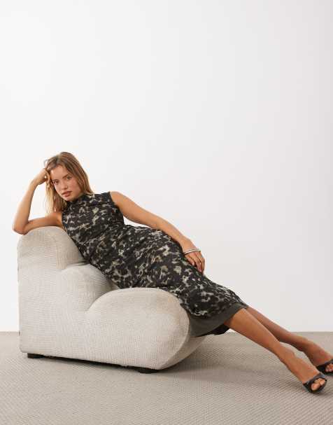 Mango ärmelloses Maxikleid mit grauem Blumenmuster - view 1