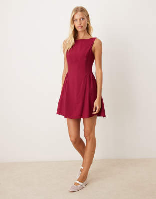 Mango - Ärmelloses Minikleid in Rot mit tiefer Taille