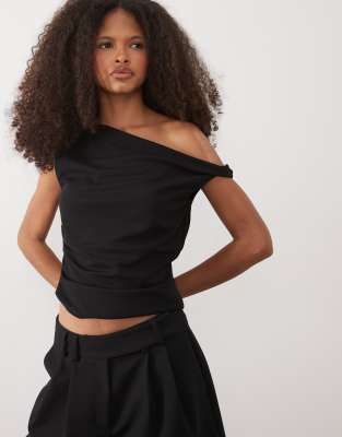 Mango - Ärmelloses Oberteil in Schwarz mit One-Shoulder-Träger