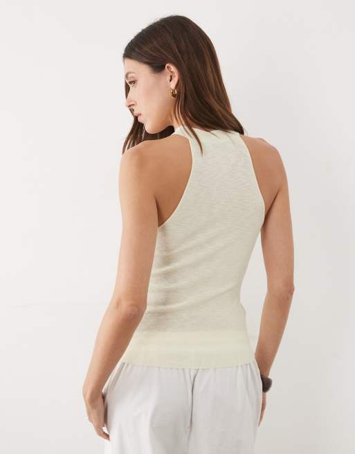 Mango ärmelloses Stricktop mit Knopfdetail in Ecru, 2 von 4