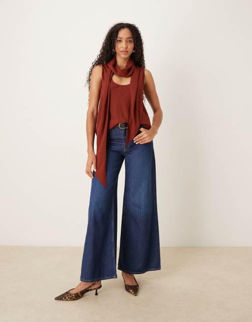 Mango – Ärmelloses Top in Rostrot mit Ausschnitt-Detail, 2 von 4