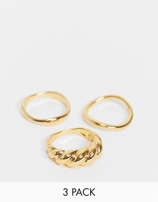 Mango assorted ring 3 pack in gold
