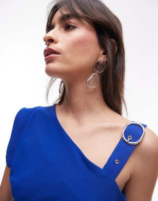 Mango Asymetric Midaxi Dress With Buckle Detail Shoulder