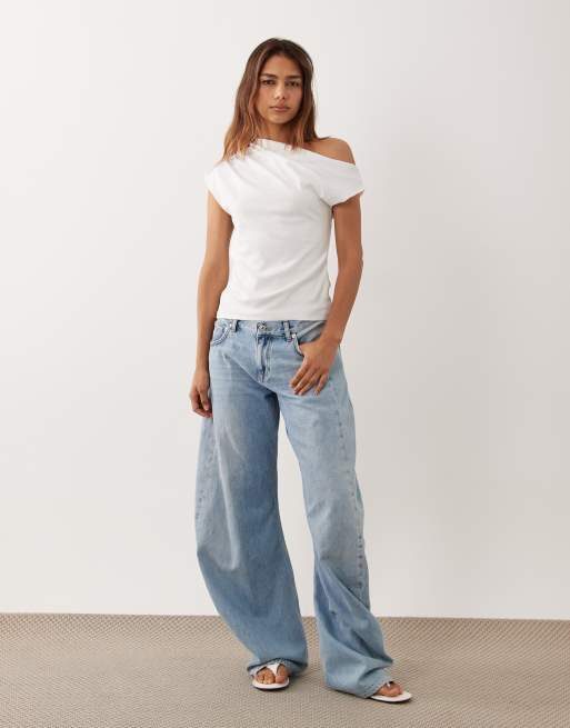 Mango asymetric sleeveless top in white, 3 of 4