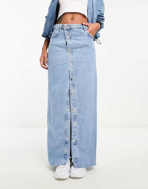 Asymmetrical Detail Denim Skirt