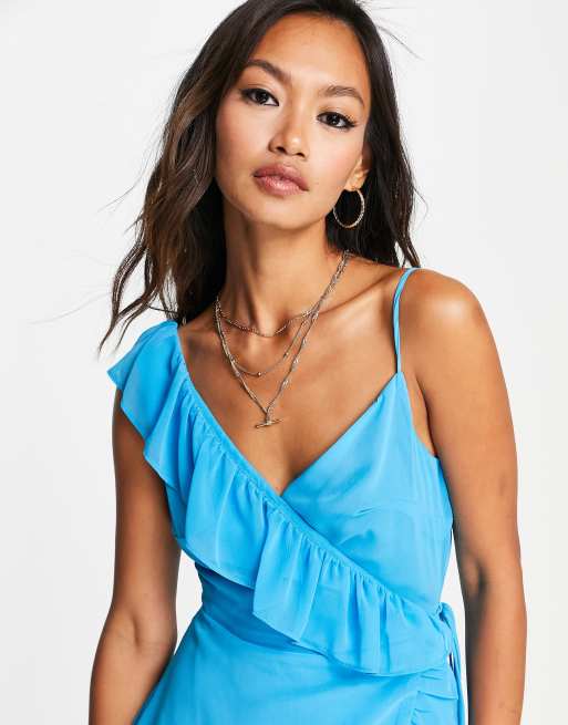 Mango blue hot sale wrap dress