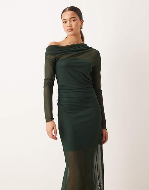long sleeve green dress Sampeel Womens Casual with Slit Knee Length Lightweight Crewneck Travel Dresses Outfits 2024 L Olive : Clothing, Shoes & Jewelry adding a playful movement to every step Ruched Long-Sleeve Maxi Dress in