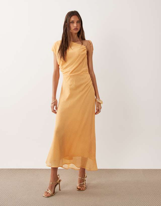 MANGO - Asymmetric Dress with tie detail Orange
