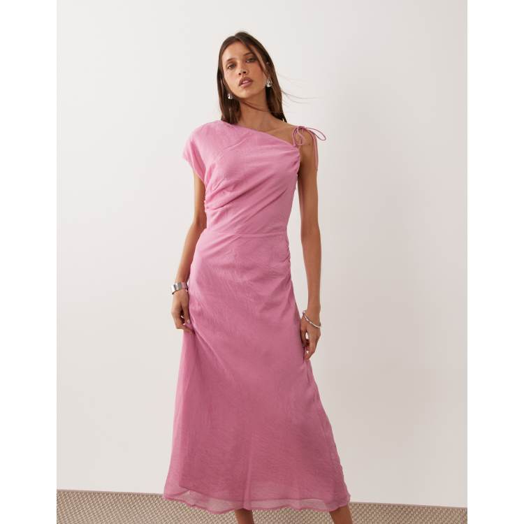 embellished cut-out asymmetric midaxi dress in hot pink Womens Jolie Moi Pink Asymmetric Draped Mesh Midaxi Dress US 16