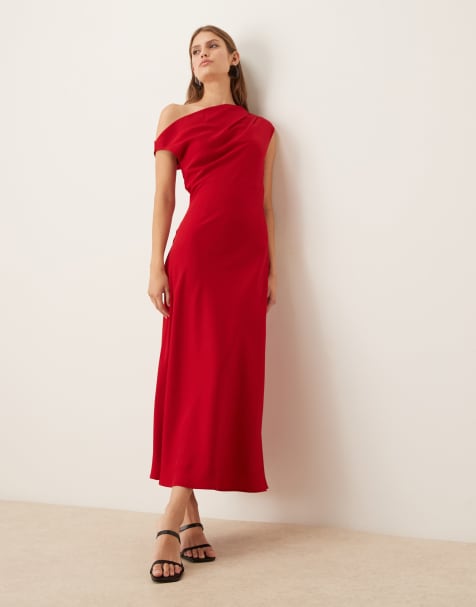 Mango asymmetric midaxi dress in red - view 1