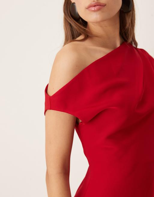 Mango asymmetric midaxi dress in red