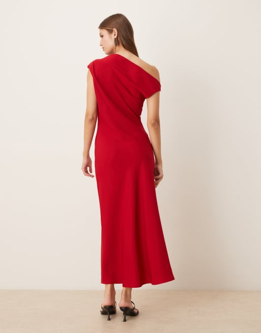 Mango asymmetric midaxi dress in red