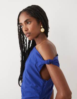 Mango Asymmetric Mini Dress In Blue