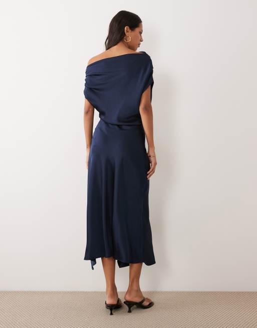 blue grey formal dress Six Stories - Maxi - Women - Polyester - 2 US Size:13.0 this party dress will teal Split Asymmetrical Neck Midi