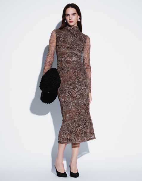 Mango asymmetric sleeveless mini dress in leopard print 