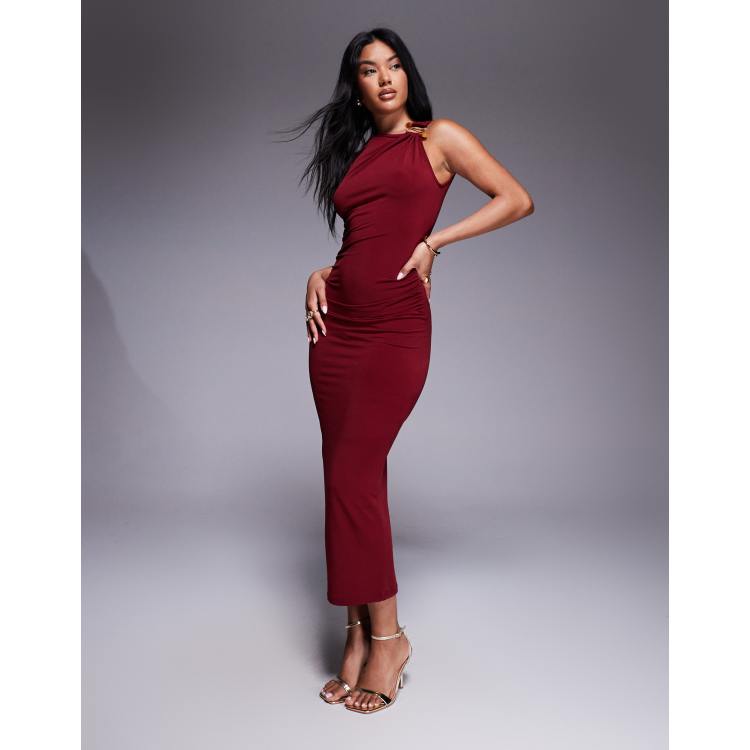 mango burgundy sequin dress Shop the Portia One Shoulder Maxi Dress in Burgundy