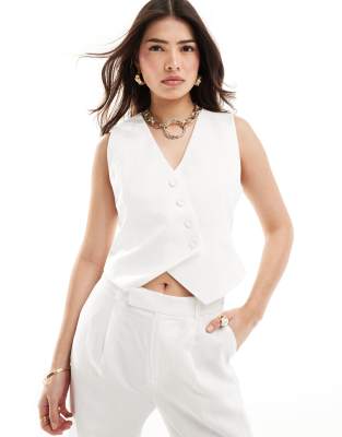 asymmetric suit vest in white - part of a set