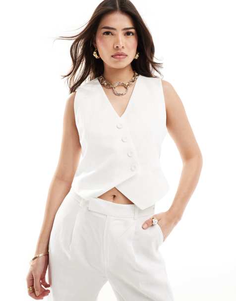 Mango asymmetric suit vest in white - part of a set - view 1