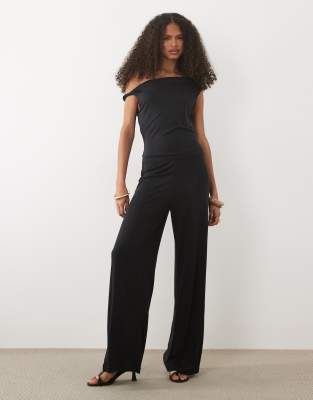 Mango Asymmetric Twist Strap Jumpsuit In Black