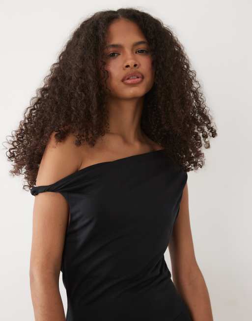 Mango asymmetric twist strap jumpsuit in black, 3 of 4