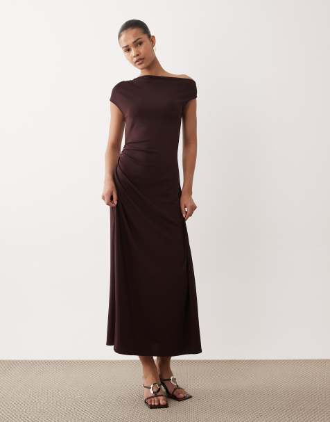 Mango - Asymmetrische maxi jurk in paars - view 1