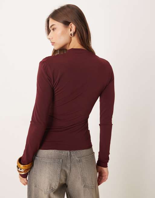 Mango - Asymmetrische top met in bordeauxrood, 4 van 4