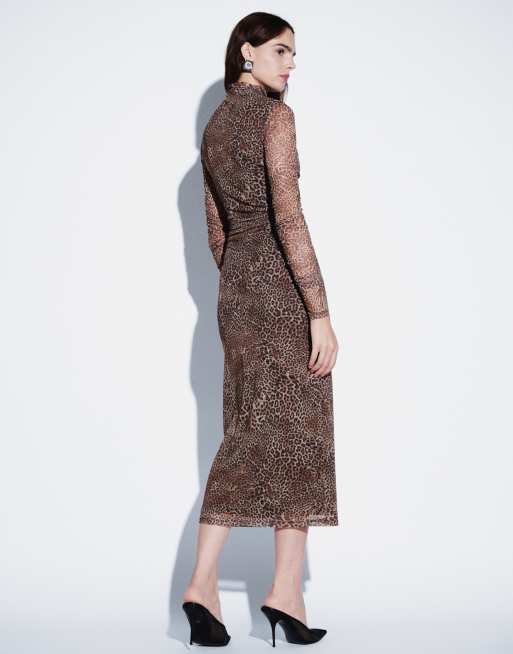 Mango asymmetrisk ærmeløs midikjole med leopardprint, 3 af 4