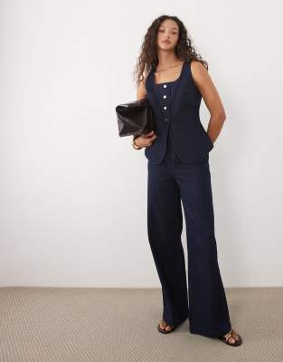 Mango Buttoned Denim Top In Open Blue