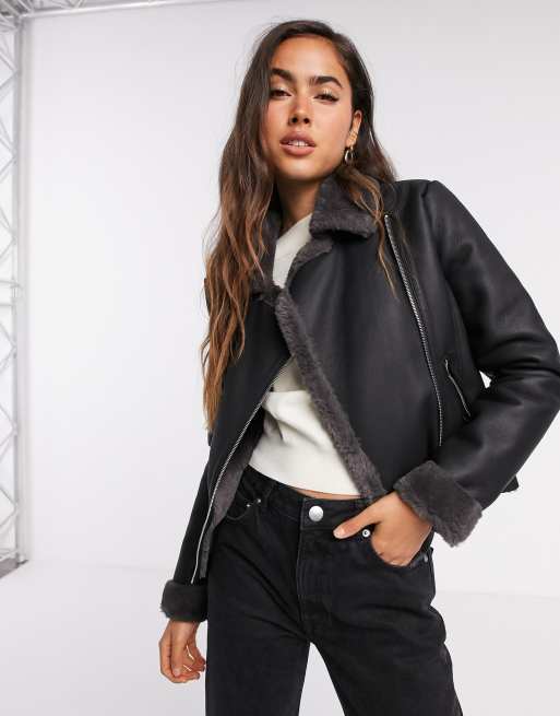 Mango aviator jacket in black | ASOS