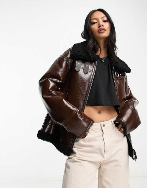 Faux shearling outlet lined jacket