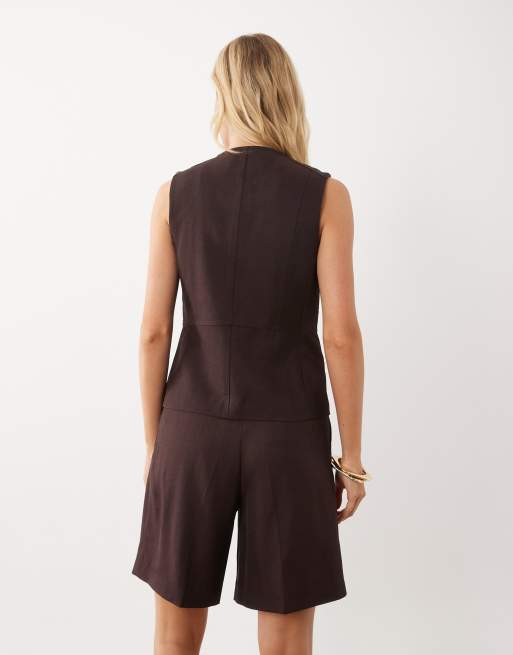 Mango Avocado maßgeschneiderte Bermuda-Shorts als Kombiteil in Braun, 4 von 5