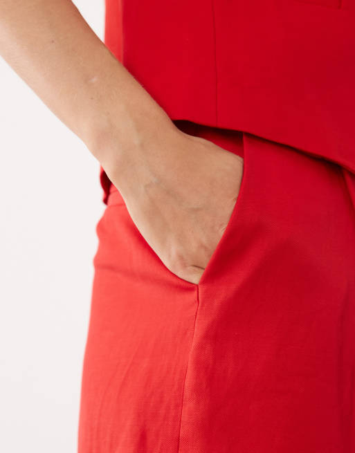 Mango Avocado tailored bermuda shorts in red - part of a set, 3 of 5