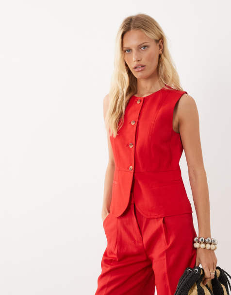 Mango Avocado vest in red - part of a set - view 1
