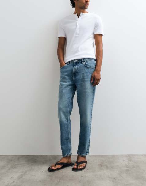 Mango avsmalnande jeans i mellanblå tvätt - view 1