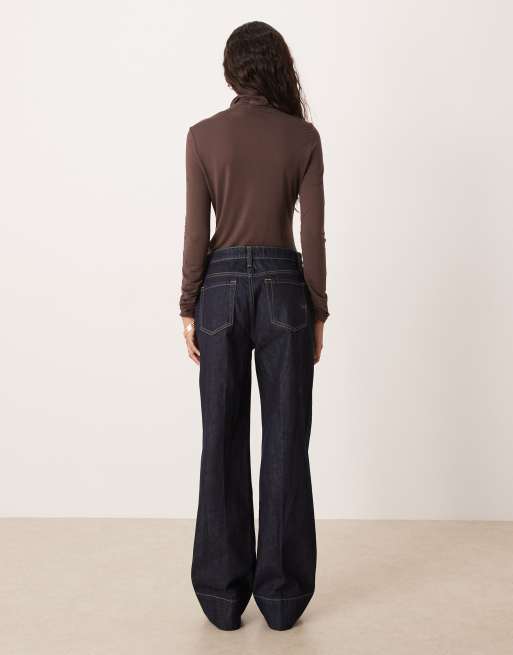 Mango - Aylin - Jeans met geplooide voorkant en contrasterende stiksels in indigo, deel van co-ord set, 2 van 5