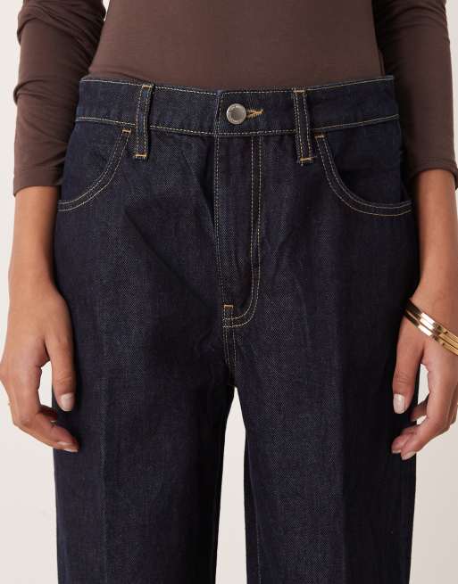 Mango - Aylin - Jeans met geplooide voorkant en contrasterende stiksels in indigo, deel van co-ord set, 5 van 5