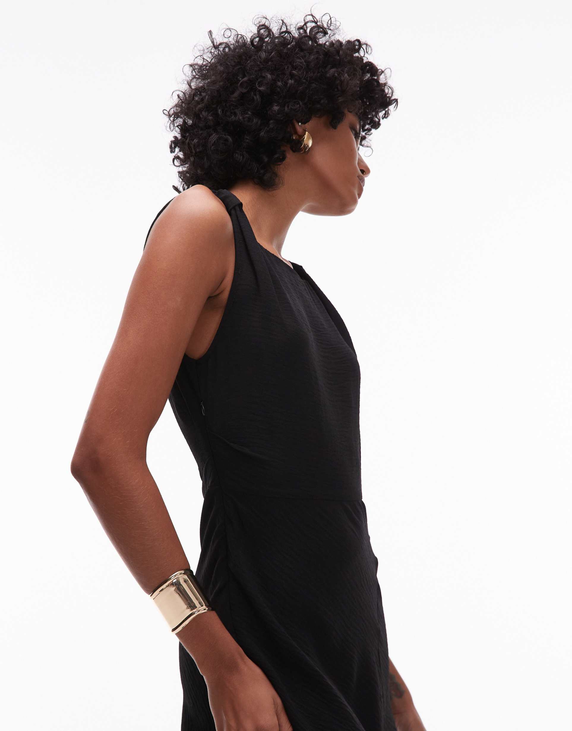 mango aysmmetric sleeveless maxi dress in black