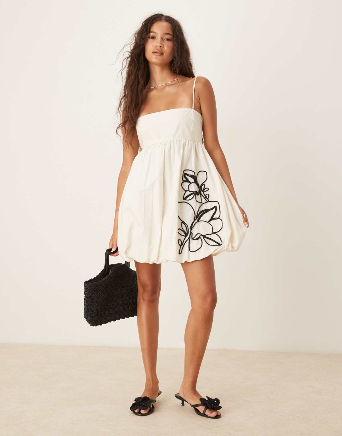 Mango babydoll mini dress in white